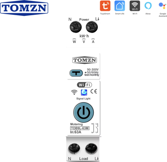 Tomzn Akıllı Kaçak Akım Rölesi ve Voltaj Akım Koruma Rölesi 63A WiFi Özellikli SmartLife