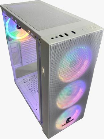 Gameforce Wmesh Beyaz 4x120mm Rainbow Fan ATX Oyuncu Bilgisayar Kasası