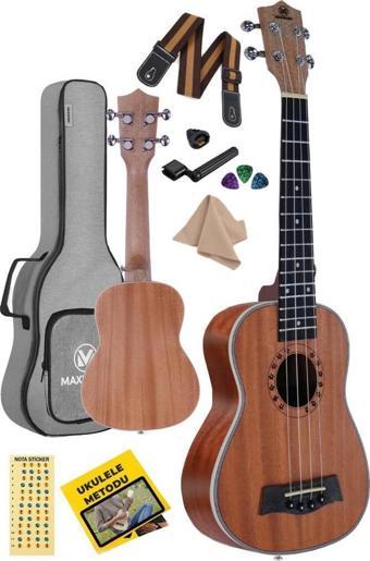 Maxword MU-21 PRO Yüksek Kaliteli Maun Soprano Ukulele Seti