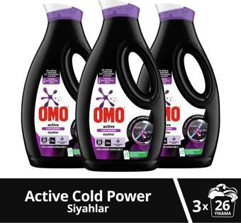 Omo Active Cold Power Siyahlar Için Sıvı Çamaşır Deterjanı 2470 ml X3