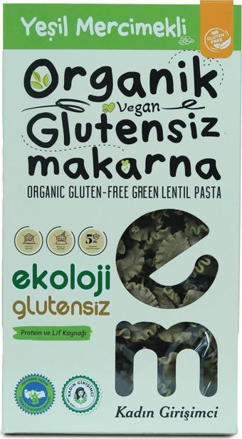 Ekoloji Market Organik Glutensiz Makarna Yeşil Mercimek Külah200Gr Organic Glutenfree Pasta Green Lentil Cone200Gr