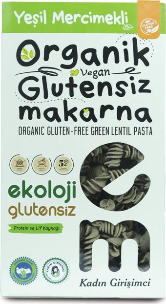 Ekoloji Market Organik Glutensiz Makarna Yeşil Mercimekburgu200Gr Organic Glutenfree Pasta Greenlentiltwisted200Gr