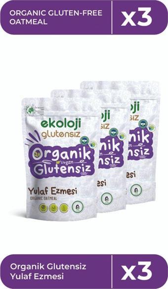 Ekoloji Market Organik Glutensiz Yulaf Ezmesi 300 Gr 3 Lü Paket   Organic Gluten Free Oatmeal 300 Gr 3 Pack