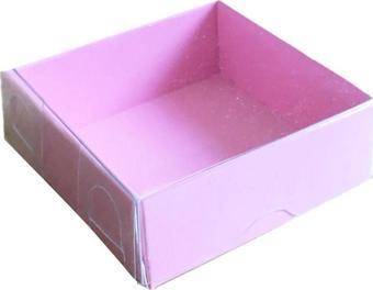 Asetat Kapaklı Karton Kutu 6X6X2.5 CM (50 Adet)  Pembe