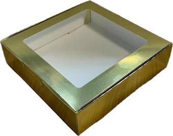 Karton Kutu Pencereli  Havlu Kutusu 20X20X5 (10 Adet)  Gold