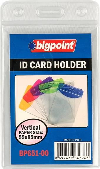 Bigpoint Korumalı Kart Poşeti Dikey Şeffaf 55x85mm