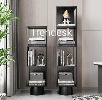 TRENDESK Metal Siyah 3 Katlı Köşe Kitaplık 90-28-28 Cm 1022-Cn