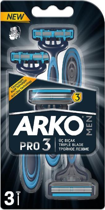 Arko Men Pro 3 Bıçaklı Erkek Tıraş Bıçağı 3'lü