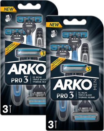 Arko Men Pro 3 Bıçaklı Erkek Tıraş Bıçağı 3'lü 2 Paket