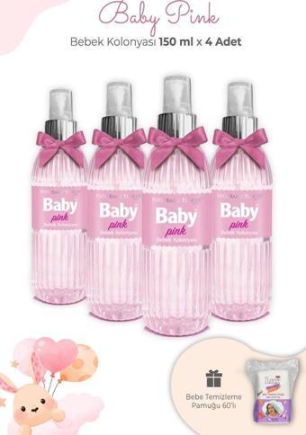 Eyüp Sabri Tuncer Baby Pınk Bebek Kolonyası 150 ml x 4 Adet ve Kare Bebek Pamuğu
