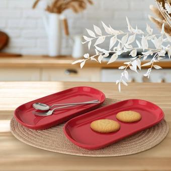 Kırmızı Noyan Kayık Tabak 2 Adet 28 Cm 506