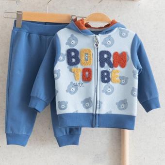Miomini Baby Born Teması 2'li Bebek Hırka Takım 5277 Mavi