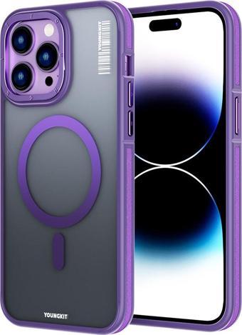 YoungKit iPhone 14 Pro Uyumlu Kılıf Magsafe Şarj Özellikli Rock Sand Serisi Kapak