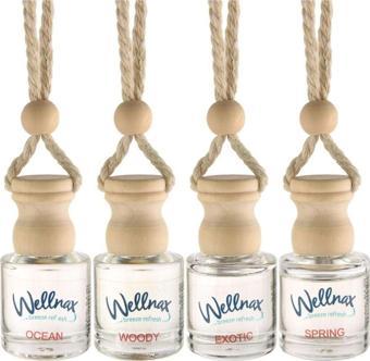 Wellnax Oto 8Ml Cam Şişe Araç Ferahlatıcı ( Spring, Woody, Exotic, Okyanus) Karışık Seri