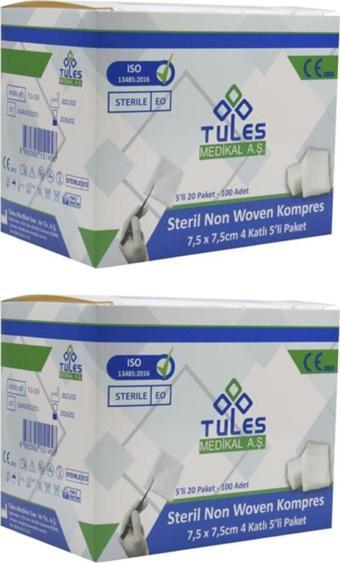 Tules Medikal Tules Non-Woven Steril Gazlı Bez Gaz Kompres 7,5 X 7,5Cm 200Adet