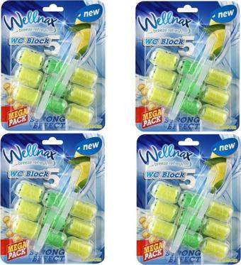 Wellnax Wc Klozet Blok Limon Ferahlığı 3'Lü Mega Paket - Wc Klozet Bloğu Limon Kokulu 3'Lü Mega Paket X4