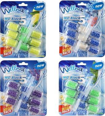 Wellnax Breeze Refresh Wc Klozet Blok Mega 3'Lü Paket (Limon, Çam, Okyanus, Lavanta) Karışık Ser