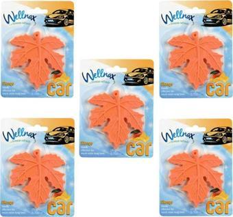 Wellnax Breeze Refresh Yaprak Desenli Araç Ferahlatıcı Mango Tazeliği Kokusu X5