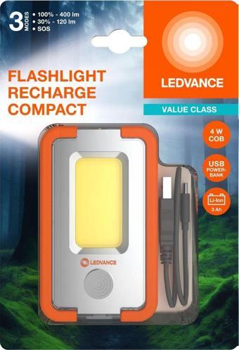 Ledvance Led Compact 5W 6500K 120-400lm IP22 3 Farklı Mod Beyaz Işık Şarjlı El Feneri