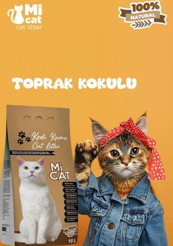 Mi Cat 10 Litre Toprak Kokulu Kedi Kumu Koku Hapseden Aktif Karbonlu Süper Topaklanan Ve Tozsuz