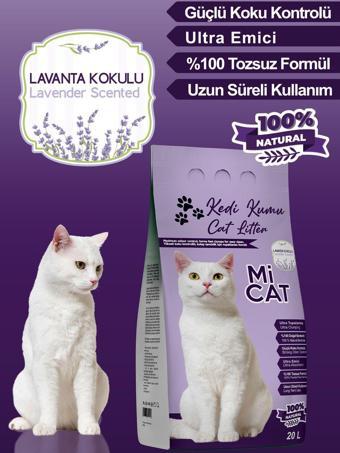 Mi Cat 20 Litre Lavanta Kokulu Kedi Kumu Koku Hapseden Süper Topaklanan Ve Tozsuz