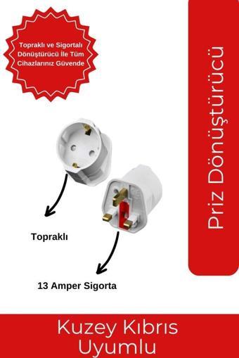 Kuzey Kıbrıs Uyumlu Priz Dönüştürücü – Seyahat Adaptörü