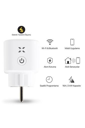 Xenon Smart Akım Korumalı Telefonla Kontrol Enerji Takibi Wi-Fi Bluetooth Zaman Ayarlı Akıllı Priz X7010
