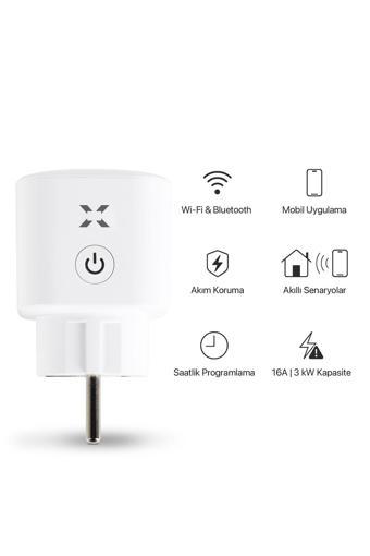 Xenon Smart Akım Korumalı Telefonla Kontrol Wi-Fi Bluetooth Zaman Ayarlı Akıllı Priz Ateşe Dayanıklı X7013