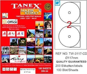 Tanex Cd Etiketi Laser-Copy-Inkjet 100 YP 117 MM TW-3117