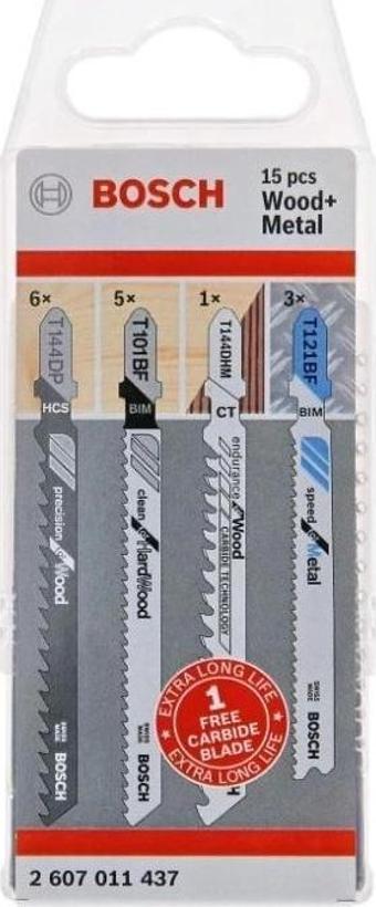 Bosch Professional 2607011437 15 Parça Dekupaj Testeresi Bıçağı Seti (Ahşap ve Metal için, Dekupaj T