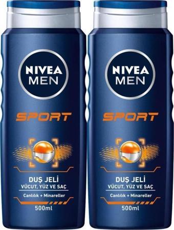 NİVEA MEN SPORT CANLAND.MİNERALLER DUŞ JELİ 500 ML 2 ADET 