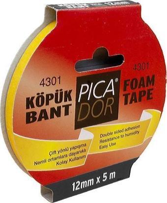 Picador Çift Taraflı Bant Köpük Rulo Askılı 12mmx5m 4301
