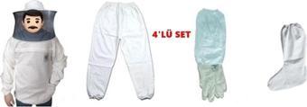 Ak Arıcılık 4Lü Set (Normal Maske,Pantolon,Eldiven, Arıcı Çorabı)