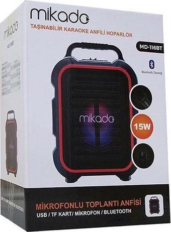 Mikado Md-116Bt 15W 2 Adet Kablosuz El+Baş-Ense Mikrofonlu Usb-Sd Bluetoothlu Toplantı Anfisi