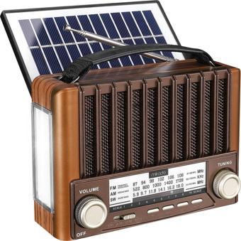 Mikado MDR-310 Ahşap USB- TF Destekli FM-AM-SW+BT+SOLAR 3 Band Klasik Radyo