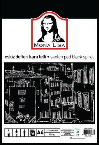 Mona Lisa Monalisa Eskiz Defteri Kara Telli A4 150 GR 40 YP MN02-4