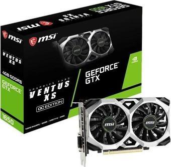 Msi GeForce GTX1650 DirectX 12 D6 VENTUS XS OCV1 4GB 128-Bit GDDR6 PCI E 3.0 x16 HDCP Ekran Kartı