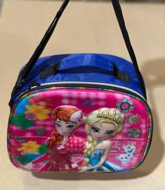 Frocx Kabartmalı 7d Frozenn Kız Çocuk Anna Elsa Pembe Mavi Okul Beslenme Çantası