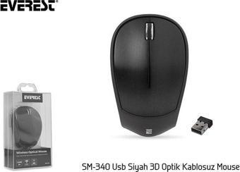 Everest SM-340 Usb Siyah 3D Optik Kablosuz Mouse