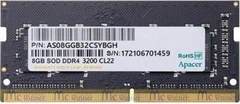 Apacer 8GB (1x8GB) 3200Mhz CL22 DDR4 Notebook SODIMM Ram ES.08G21.GSH Notebook Ram