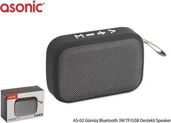 Asonic AS-02 Gümüş Bluetooth 3W TF-USB Destekli Speaker