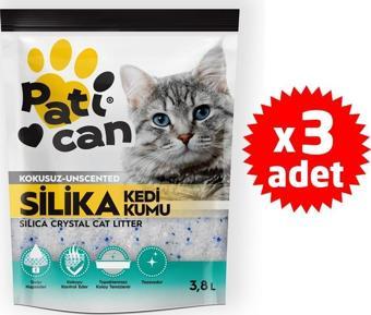 PATİCAN 3 ADET SİLİKA KRİSTAL KEDİ KUMU 3.8 LT