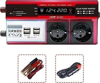 ® 12v 2000w Modifiye Sinüs İnverter Araç Ve Güneş Enerjisi Uyumlu, Çift Usb, Çift Priz Ve Çakmaklık 