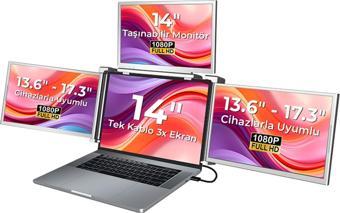 NPO NPM680 14" FHD 1080p IPS Type-C Taşınabilir Dizüstü 3'lü Monitör Çoklayıcı Notebook Monitör