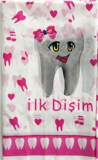 Diş Buğdayı Masa Örtüsü İlk Dişim Yazılı 120X180 CM  Pembe