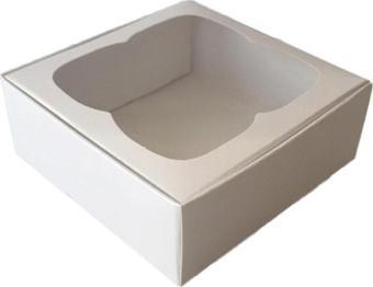 Çerçeveli Karton Kutu 8X8X3 CM (50 Adet)  Beyaz