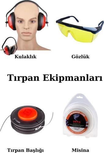 Motorlu Tırpan Ekipmanları Tırpan Başlığı-Gözlük-Kulaklık-Misina-Eldiven