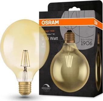 Osram Vintage 6,5W (55W) Dim Glop Rustik Ampul - Sarı Işığı Kısılabilir Dekoratif Lamba