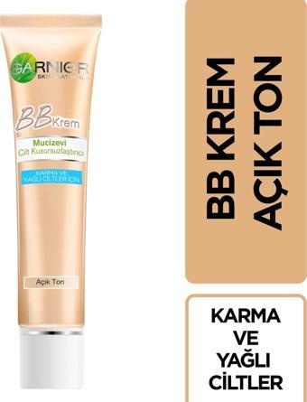 Garnier BB Krem Mucizevi Cilt Kusursuzlaştırıcı Karma/Yağlı Ciltler Açık Ton 50 ml