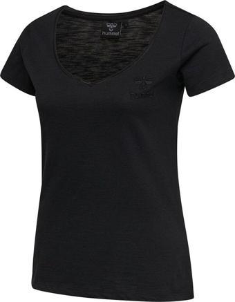 Hummel Alma Kadın Siyah Yuvarlak Yaka Tişört